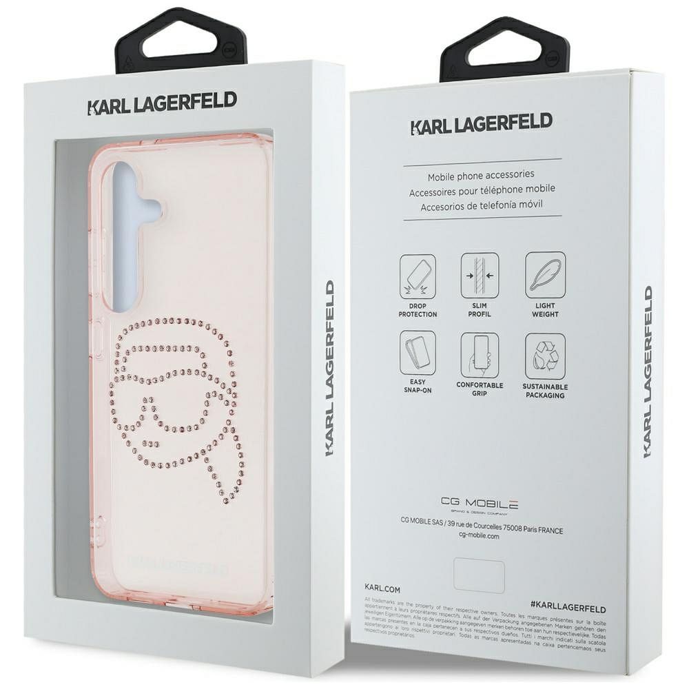 KARL LAGERFELD case for SAMSUNG S25 KLHCS25SHKHDCELP (IML Rhinestones K Head) pink