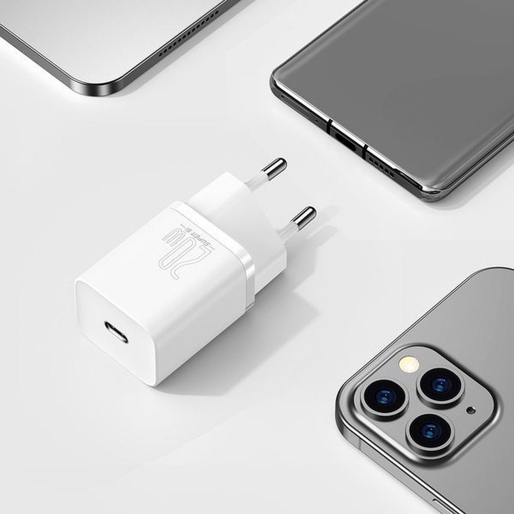 Φορτιστής Τοίχου BASEUS Type C PD 20W QC3.0 Super Si Λευκός CCSUP-B02