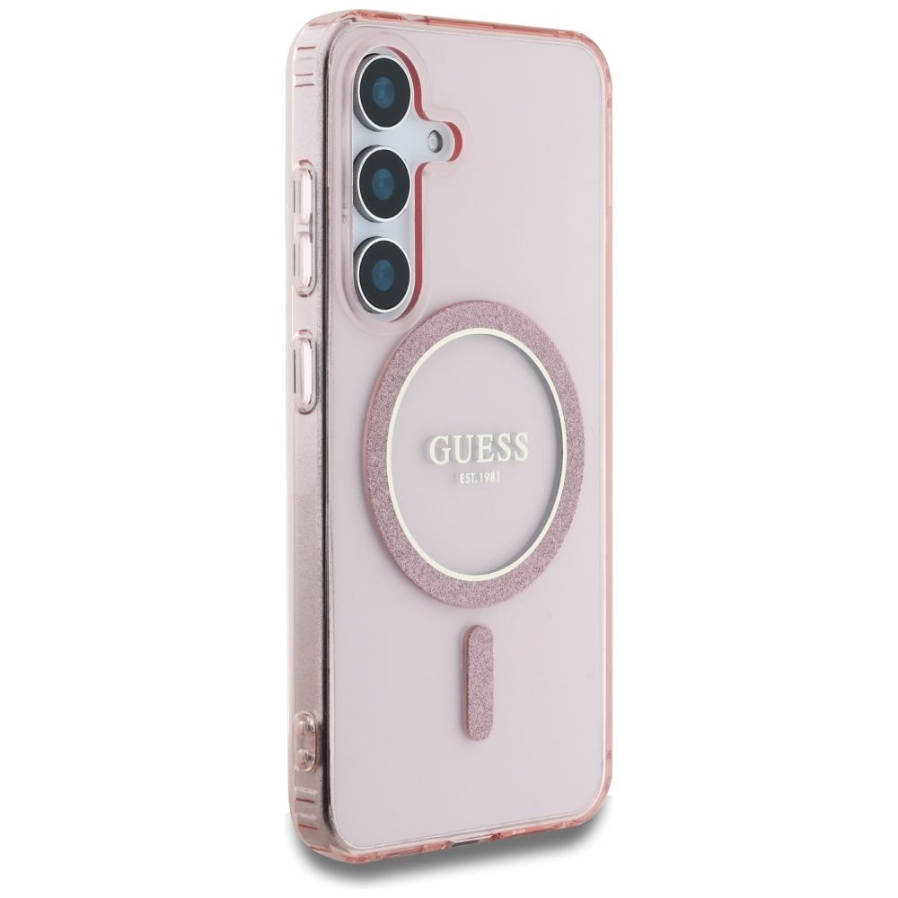 Θήκη Κινητού GUESS Magnetic Glitter Circle Ροζ για Samsung S25 GUHMS25SHFGEREP