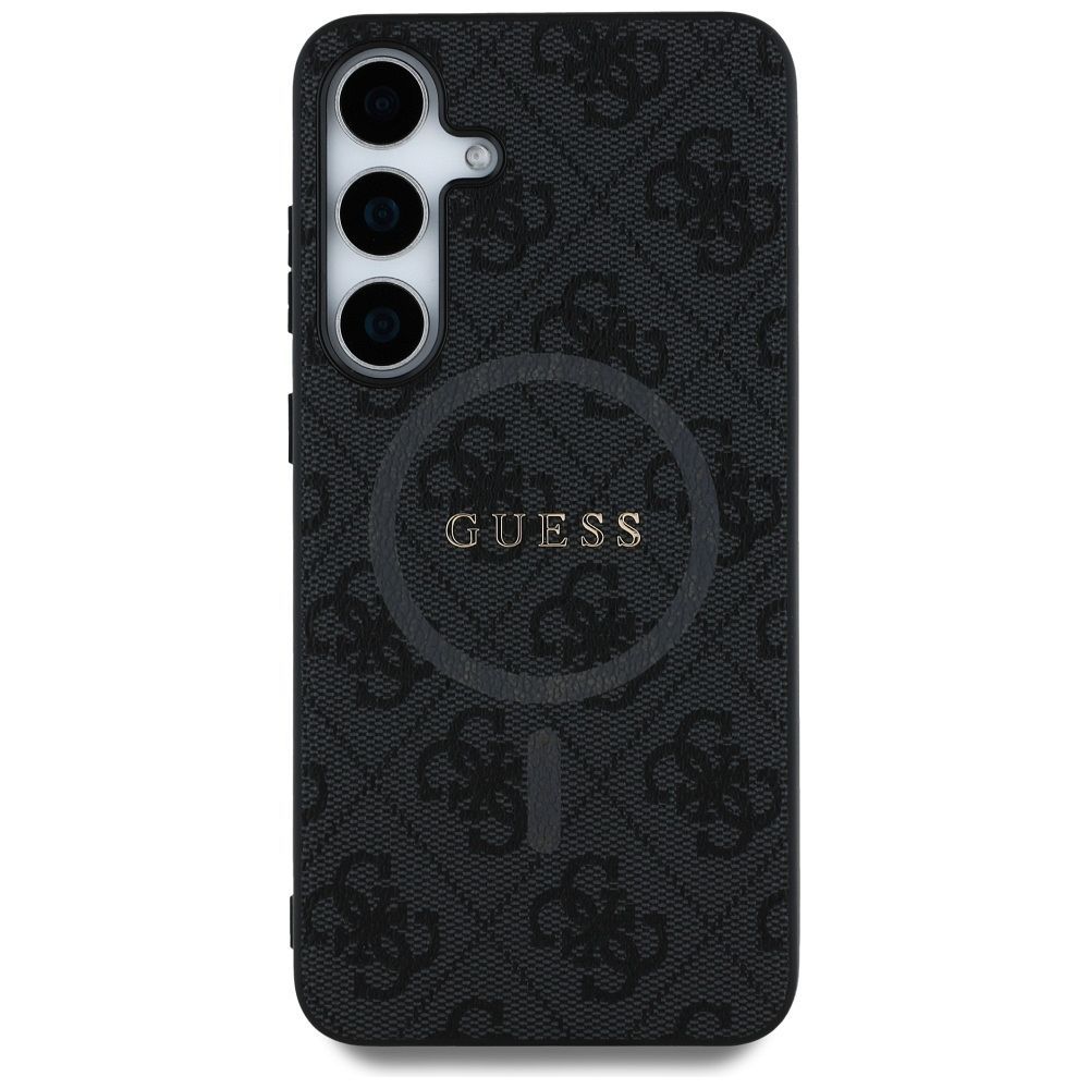 Θήκη Κινητού GUESS Samsung S25 Μαύρη με Δαχτυλίδι & Λογότυπο 4G