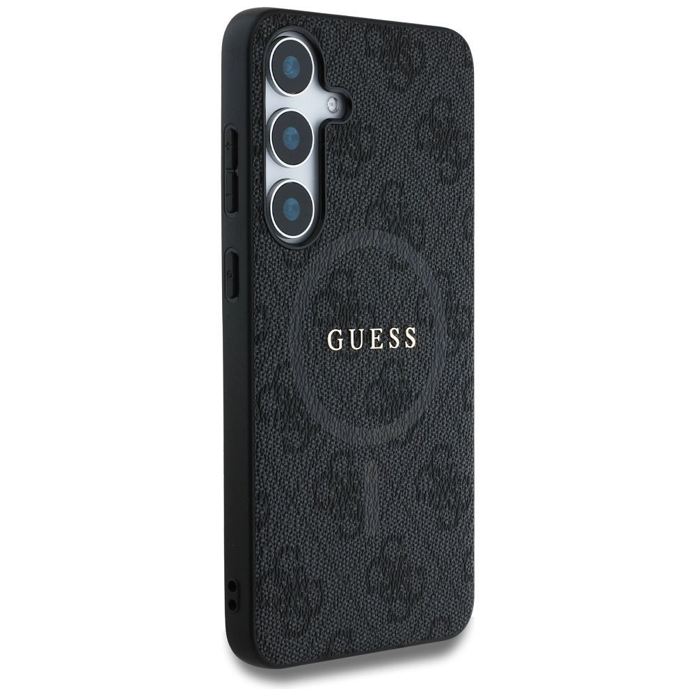 Θήκη Κινητού GUESS Samsung S25 Μαύρη με Δαχτυλίδι & Λογότυπο 4G