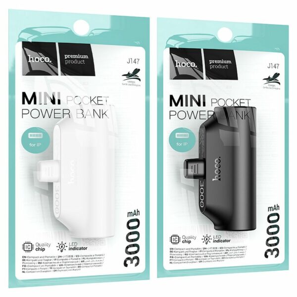 HOCO Powerbank 3000mAh με Ενσωματωμένο Lightning J147 Μαύρο