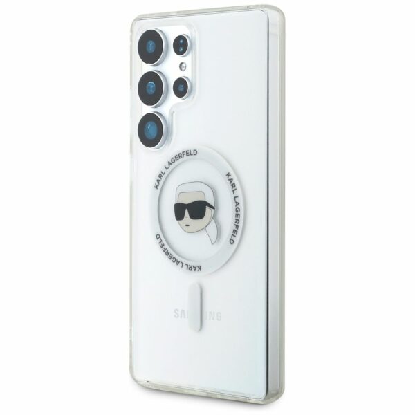 KARL LAGERFELD case for SAMSUNG S25 Ultra KLHMS25LHLSKIH (Magnetic IML Metal K. Heads) white