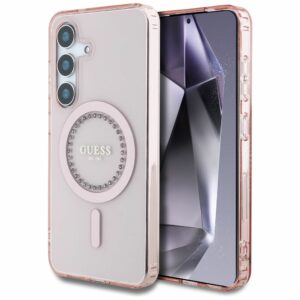 Θήκη Κινητού GUESS Samsung S25 Ροζ με Μαγνητικό Κούμπωμα & Στρας
