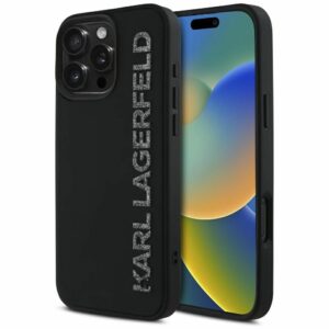 KARL LAGERFELD case for IPHONE 16 KLHCP16SRBKGVCK (3D Rubber Elongated Glitter) black