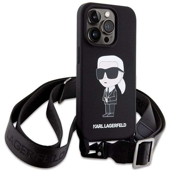 KARL LAGERFELD case for IPHONE 15 Pro Max KLHCP15XSCBSKNK (Silicone Ikonik Crossbody) black