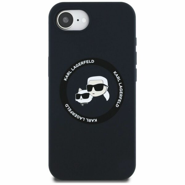 KARL LAGERFELD case for IPHONE 16e (SE 4 2025) compatible with MagSafe KLHMPSE4SKCHTCK (Silicone Double Heads) black