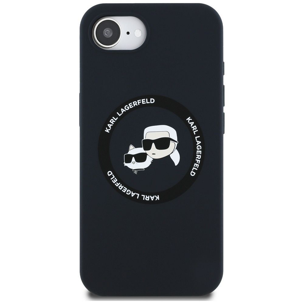 KARL LAGERFELD case for IPHONE 16e (SE 4 2025) compatible with MagSafe KLHMPSE4SKCHTCK (Silicone Double Heads) black