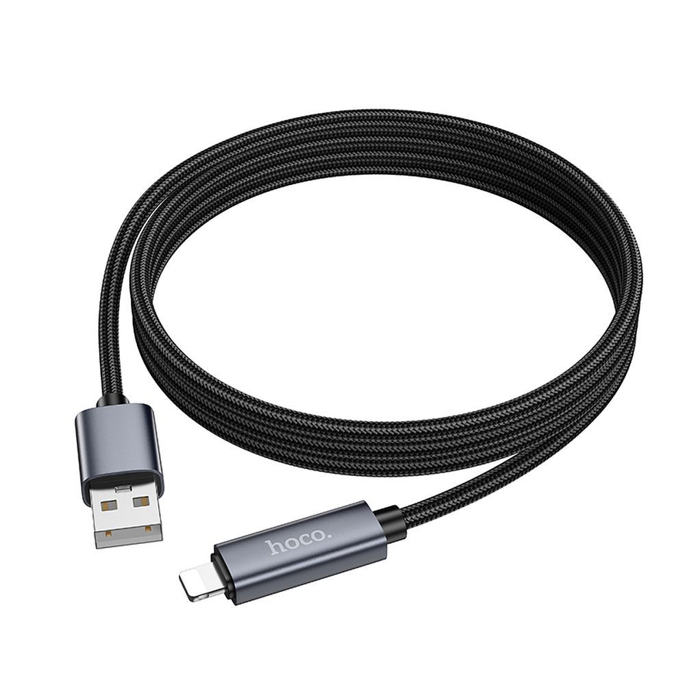 Cable USB A to Lightning Hoco 2,4A with display 1 m X112 black