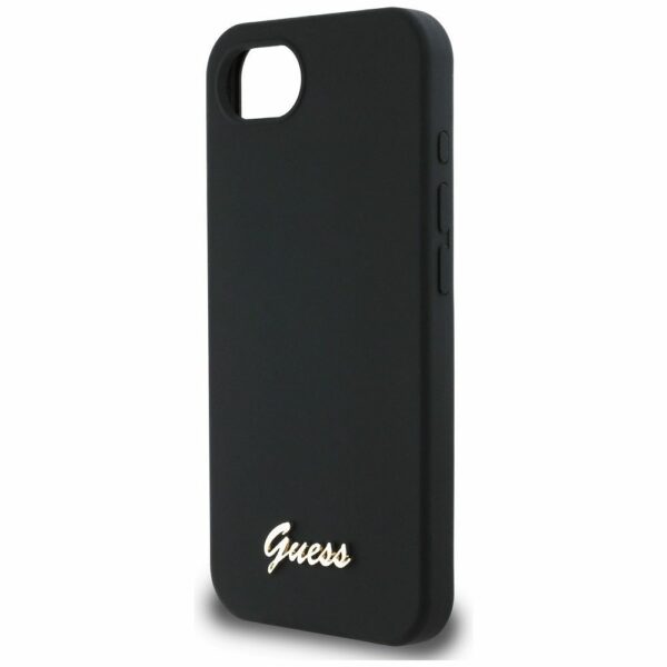 GUESS case for IPHONE 16e (SE 4 2025) compatible with MagSafe GUHMPSE4SMBSLK (Silicone Script Metal Logo) black