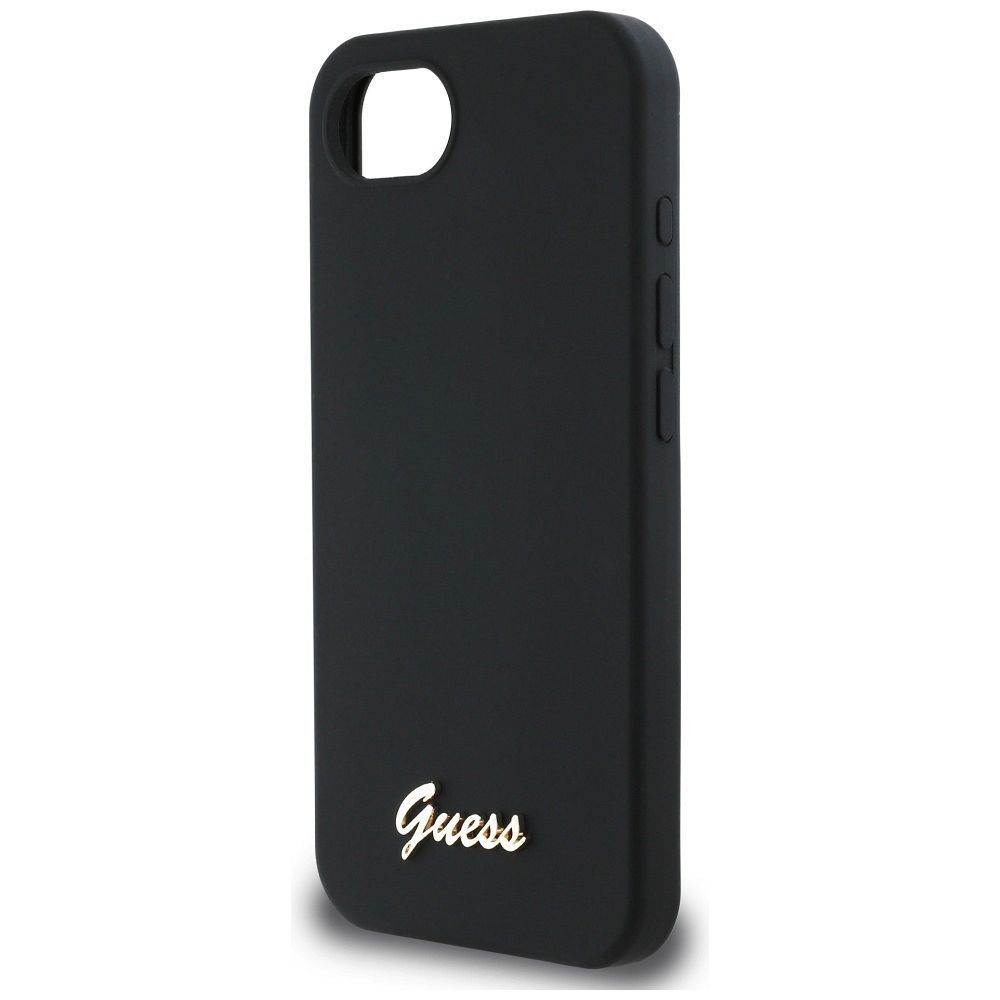 GUESS case for IPHONE 16e (SE 4 2025) compatible with MagSafe GUHMPSE4SMBSLK (Silicone Script Metal Logo) black