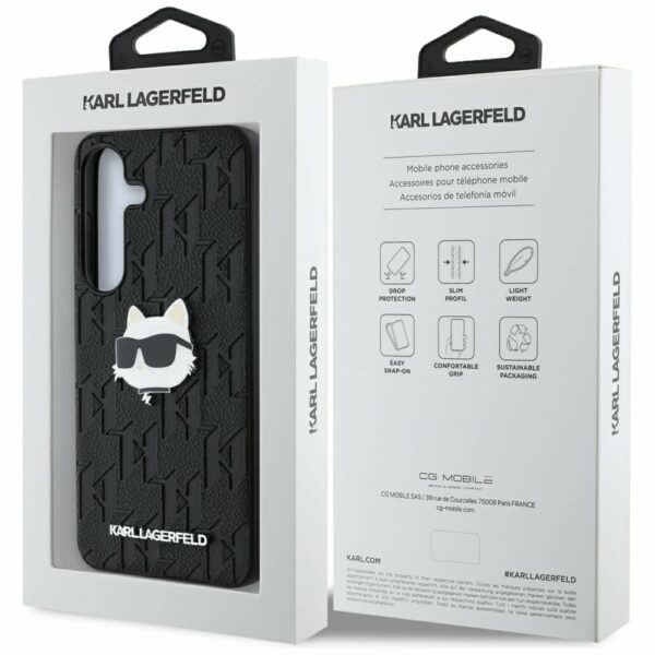 KARL LAGERFELD case for SAMSUNG S25 Plus KLHCS25MPGKLCHPK (PU Monogram Choupette Head Pin) black