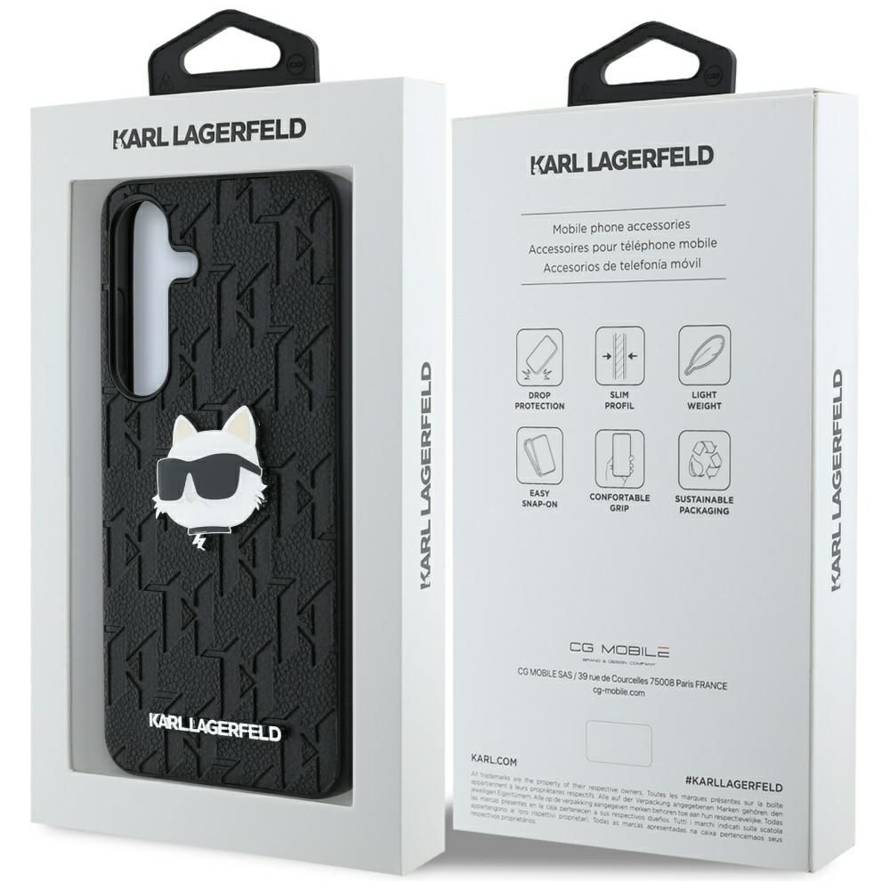 KARL LAGERFELD case for SAMSUNG S25 Plus KLHCS25MPGKLCHPK (PU Monogram Choupette Head Pin) black