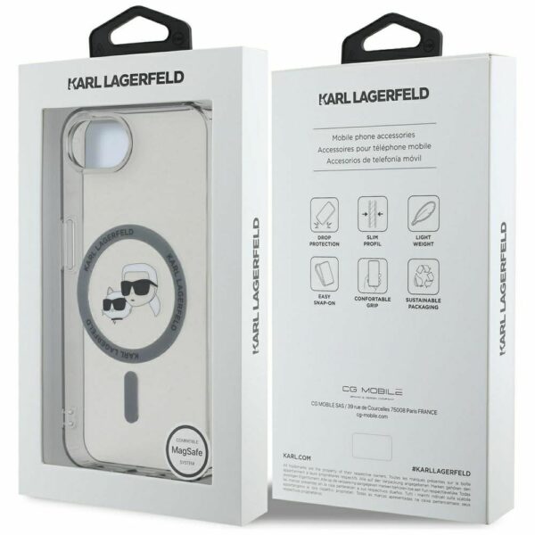 KARL LAGERFELD case for IPHONE 16e (SE 4 2025) compatible with MagSafe KLHMPSE4HLSKCK (IML Metal KC Heads) black