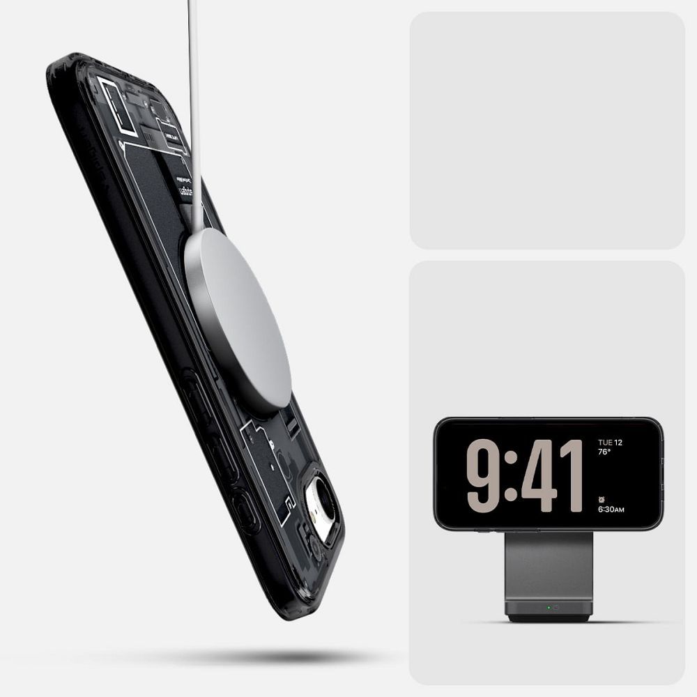 SPIGEN case ULTRA HYBRID MAG compatible with MagSafe for IPHONE 16E 2025 zero one black