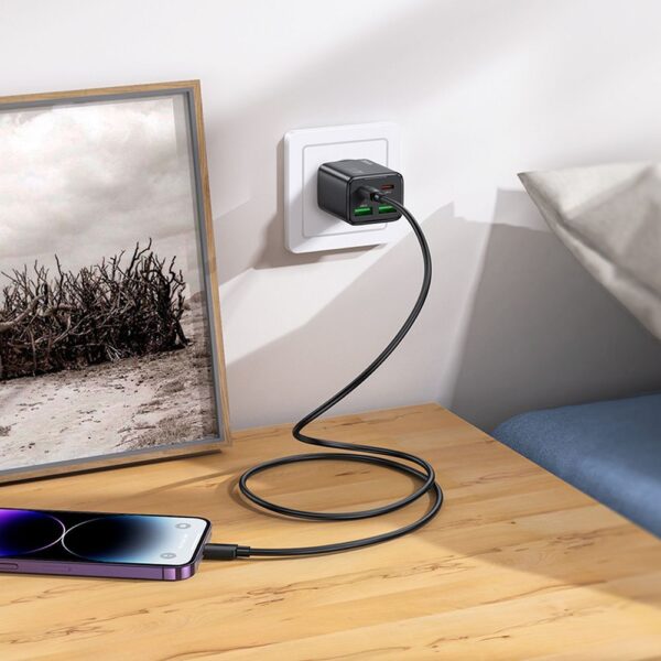 HOCO charger 2 x Type C + 2 x USB A + cable Type C to Lightning PD QC3.0 3A 20W N55 black
