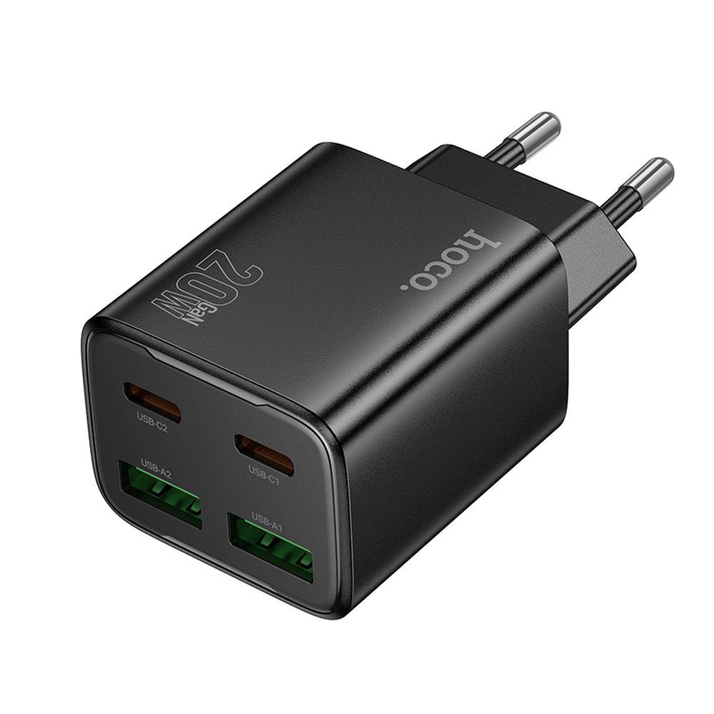 HOCO charger 2 x Type C + 2 x USB A PD QC3.0 3A 20W N55 black