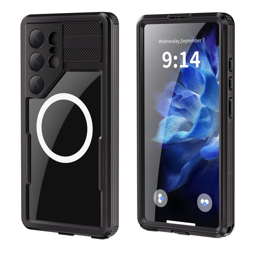 Waterproof case SHELLBOX MARS with metal ring for SAMSUNG S25 Ultra black