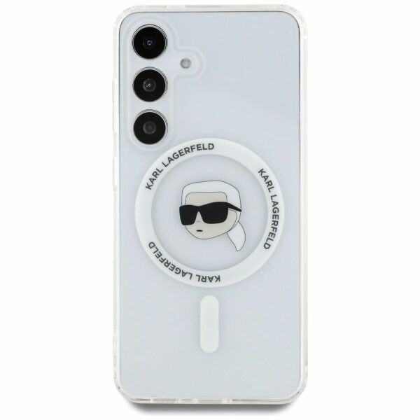 KARL LAGERFELD case for SAMSUNG S25 KLHMS25SHLSKIH (Magnetic IML Metal K. Heads) white