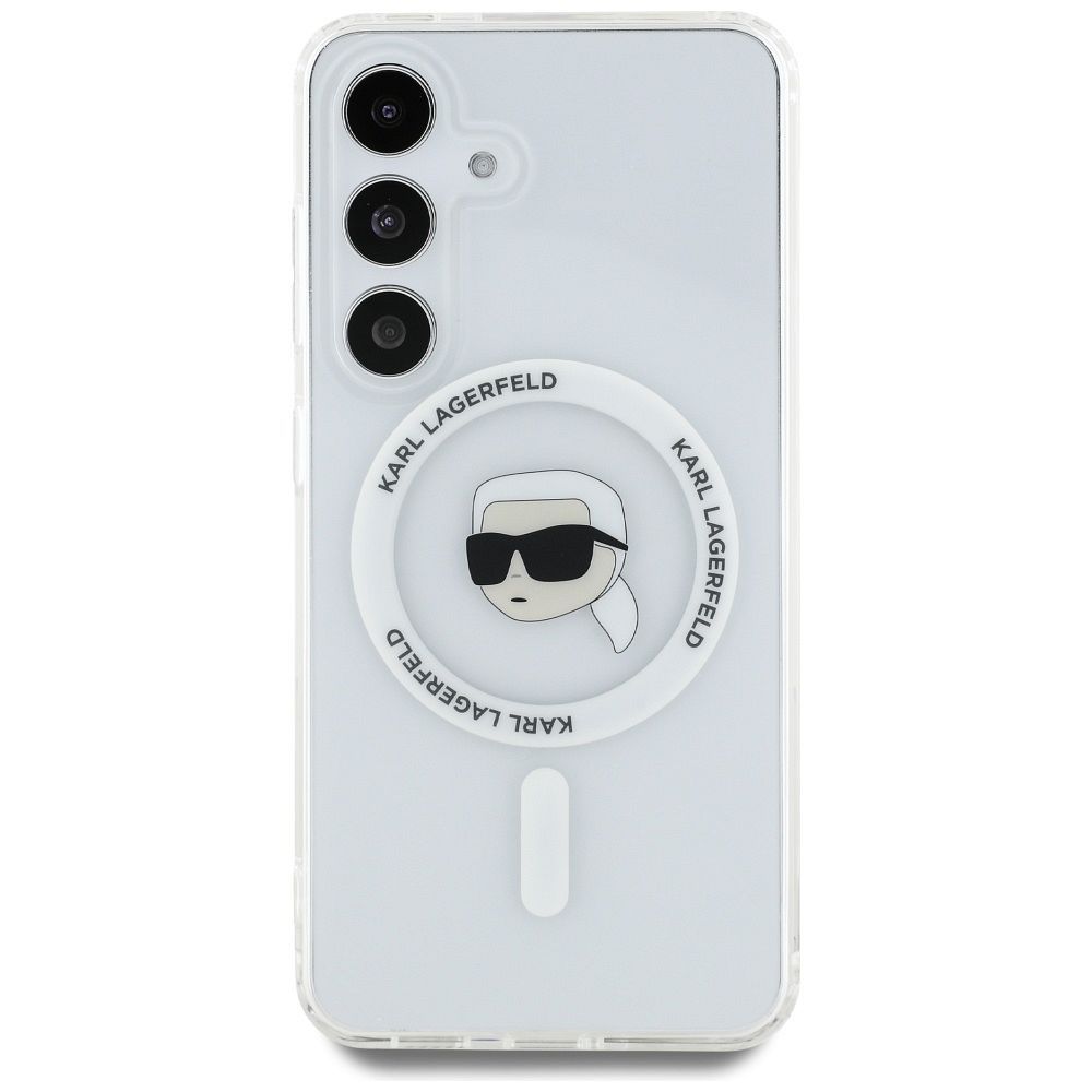 KARL LAGERFELD case for SAMSUNG S25 KLHMS25SHLSKIH (Magnetic IML Metal K. Heads) white