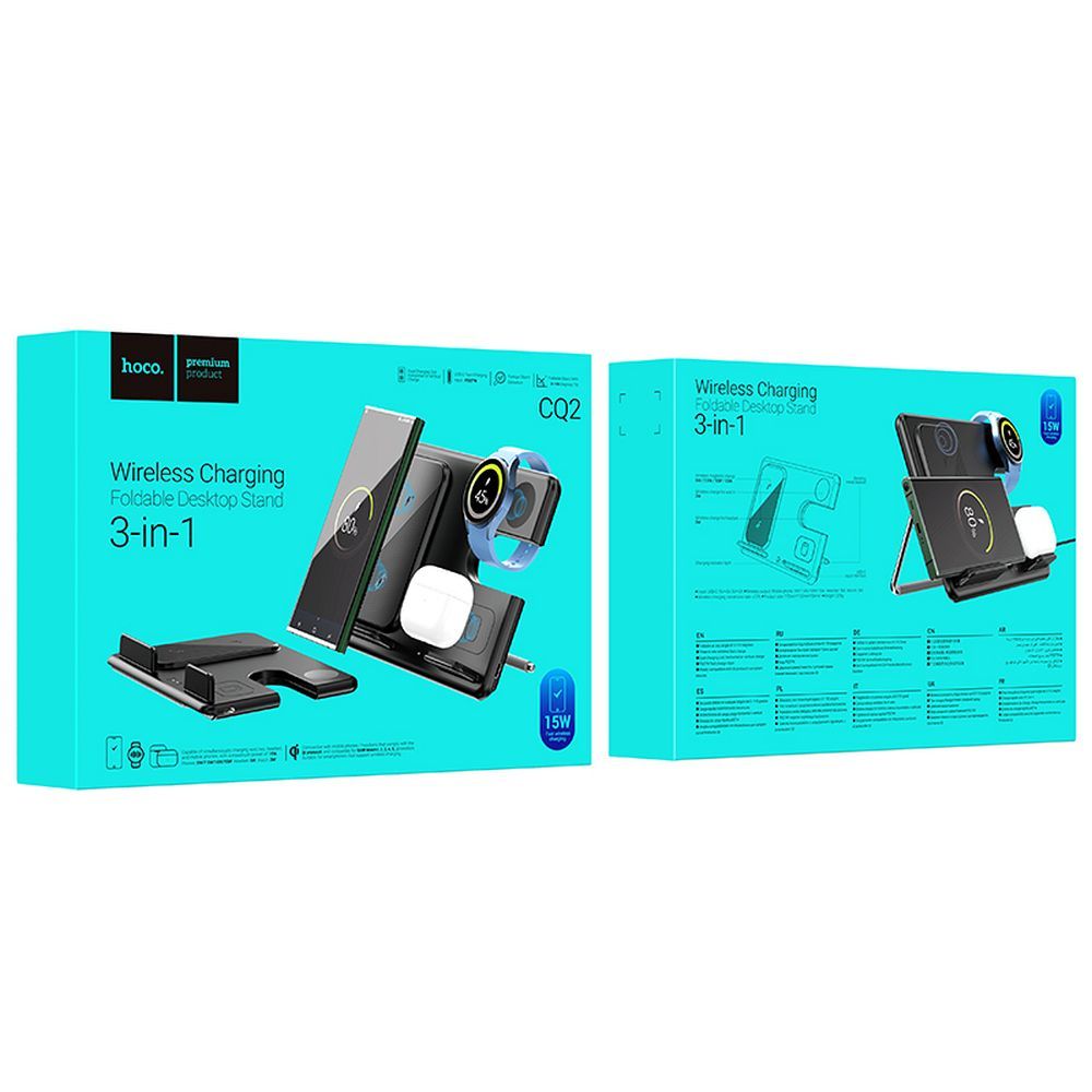 EOL HOCO wirelles charger 3in1 compatible with Samsung Watch 15W CQ2 black