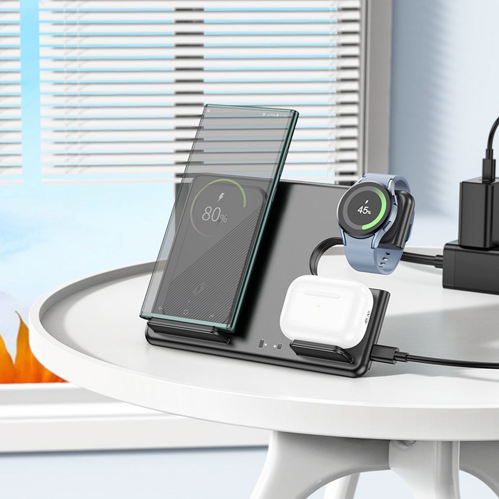 EOL HOCO wirelles charger 3in1 compatible with Samsung Watch 15W CQ2 black