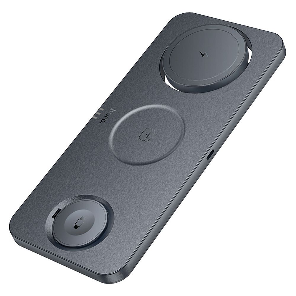 HOCO folding wireless charger 3in1 compatible with MagSafe and APPLE Watch 3A 15W CQ22 metal gray