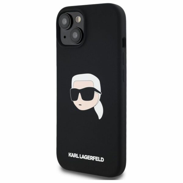 KARL LAGERFELD case for IPHONE 15 compatible with MagSafe KLHMP15SSKHPPLK (SIL KL Head Print) black
