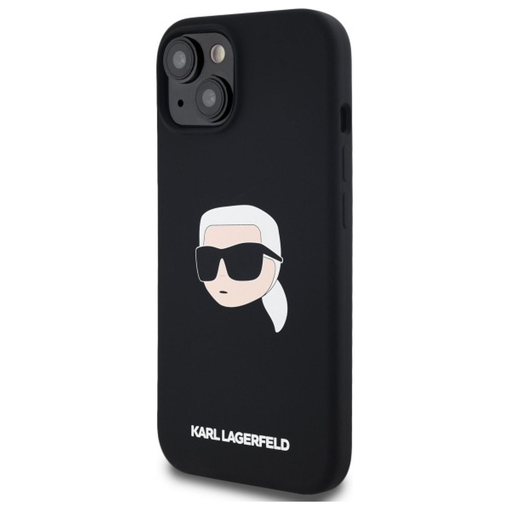 KARL LAGERFELD case for IPHONE 15 compatible with MagSafe KLHMP15SSKHPPLK (SIL KL Head Print) black