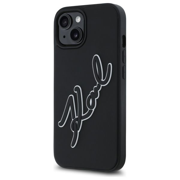 KARL LAGERFELD case for IPHONE 15 KLHCP15S3DRKSDLK (3D Rubber Signature) black