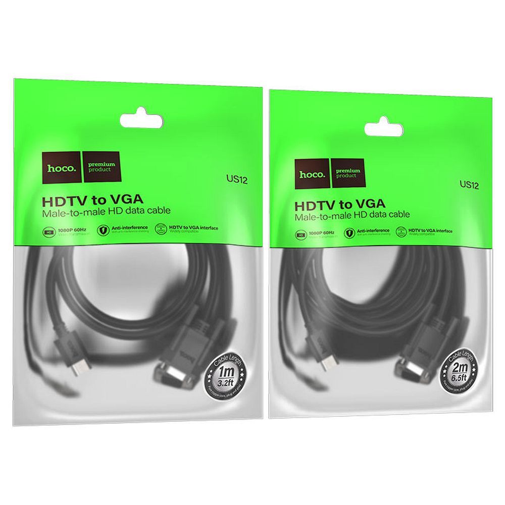 HOCO cable HDMI (male) to VGA (male) HD 1080p US12 2 m black