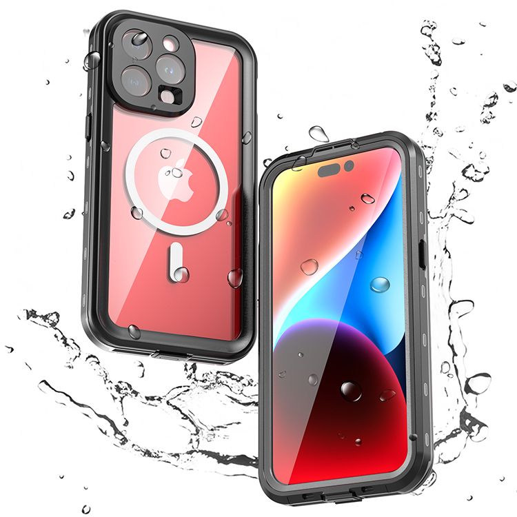 Waterproof case SHELLBOX DOT compatible with MagSafe for IPHONE 15 Pro Max black