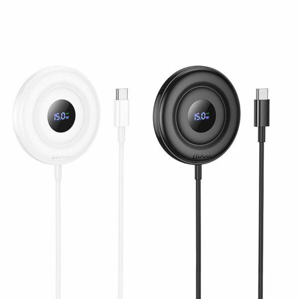 HOCO wireless charger compatible with MagSafe with digital display 2A 15W CW61 white