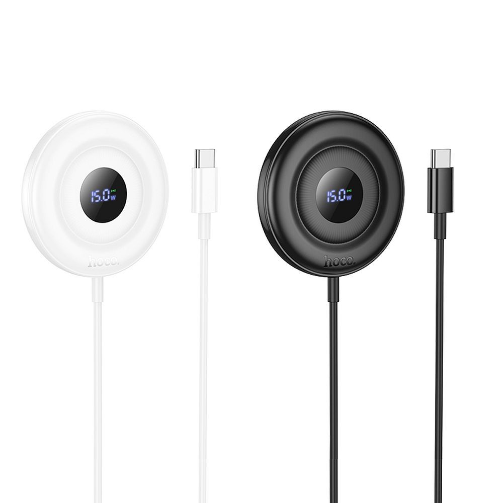 HOCO wireless charger compatible with MagSafe with digital display 2A 15W CW61 white