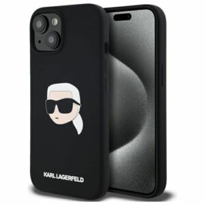 KARL LAGERFELD case for IPHONE 15 compatible with MagSafe KLHMP15SSKHPPLK (SIL KL Head Print) black