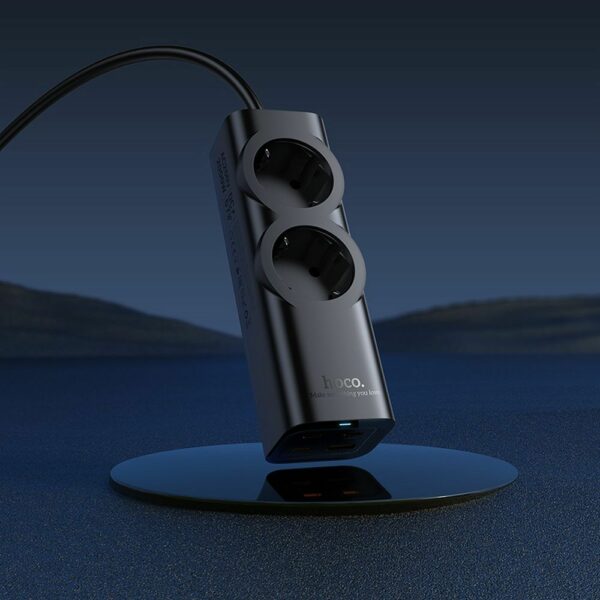 HOCO extension cord 2 socket + USB A + 3 x Type C PD QC3.0 3A 67W NS10 2 m black