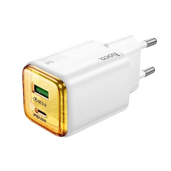HOCO wall charger USB A + Type C PD QC3.0 3A 20W N52 white