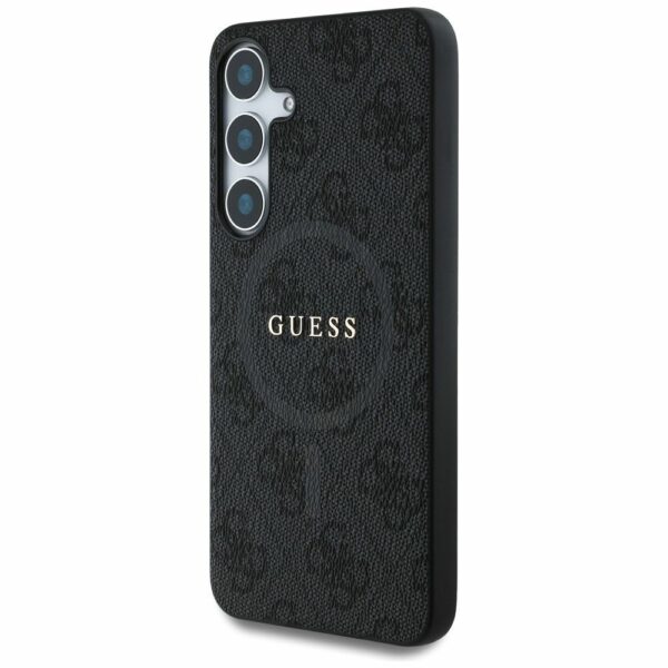 Θήκη Κινητού GUESS Samsung S25 Μαύρη με Δαχτυλίδι & Λογότυπο 4G
