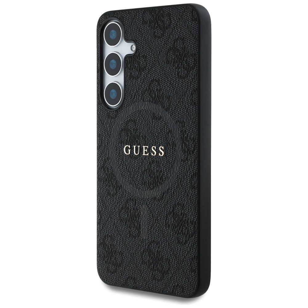 Θήκη Κινητού GUESS Samsung S25 Μαύρη με Δαχτυλίδι & Λογότυπο 4G