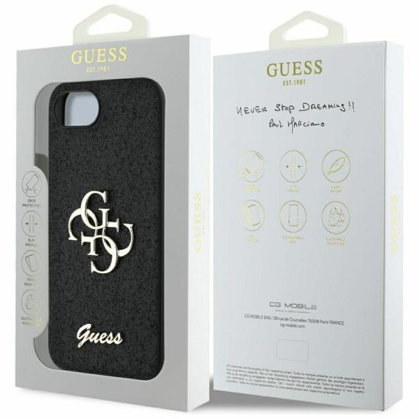 GUESS case for IPHONE 16e (SE 4 2025) GUHCPSE4HG4SGK (Fixed Glitter Big 4G) black