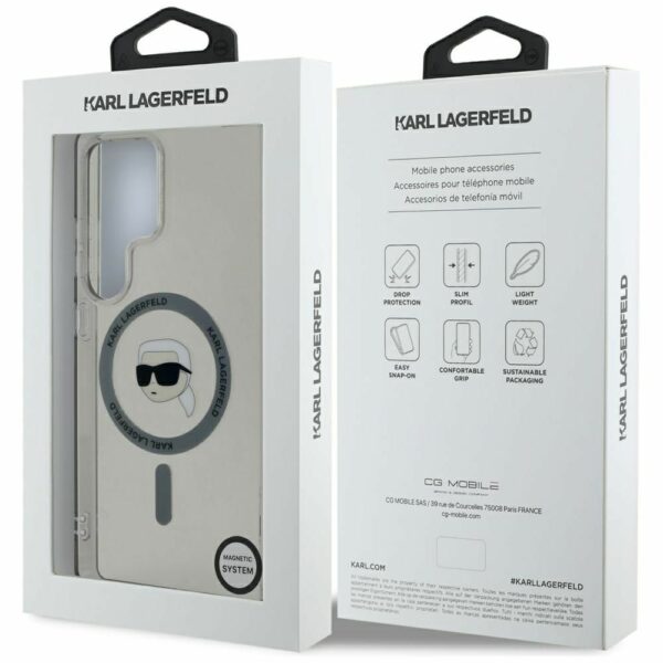 KARL LAGERFELD case for SAMSUNG S25 Ultra KLHMS25LHLSKIK (Magnetic IML Metal K. Heads) black