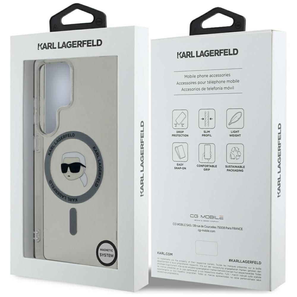 KARL LAGERFELD case for SAMSUNG S25 Ultra KLHMS25LHLSKIK (Magnetic IML Metal K. Heads) black