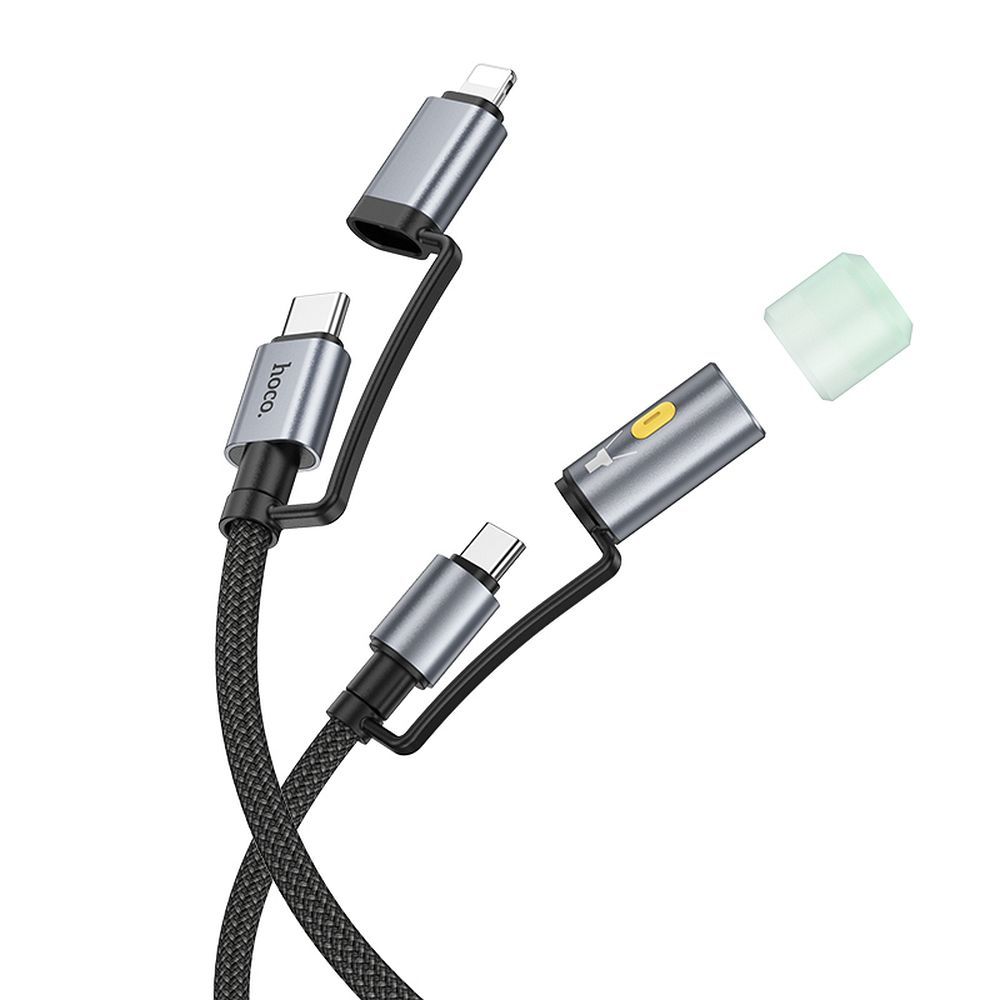 HOCO cable All-in-one Type C / Lightning to Type C / LED Light PD 3A 60W U138 1,2 m black