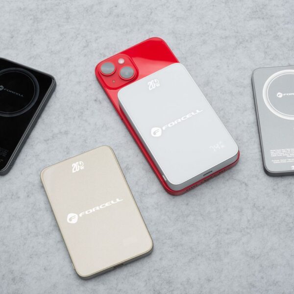 FORCELL F-ENERGY F5K8 Super Slim powerbank compatible with MagSafe PD3.0 QC4.0 15W 5000 mAh white