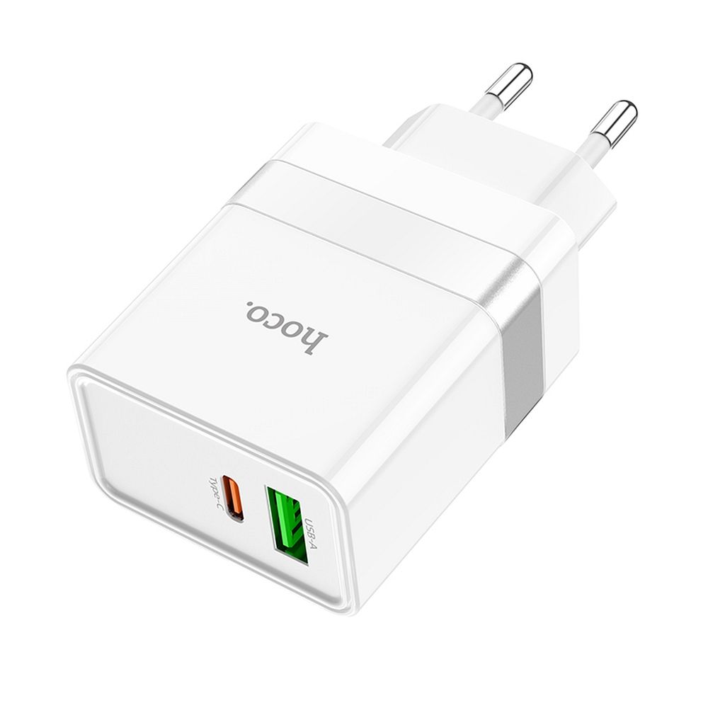 HOCO travel charger USB A + Typ C PD QC3.0 3A 30W N21 white