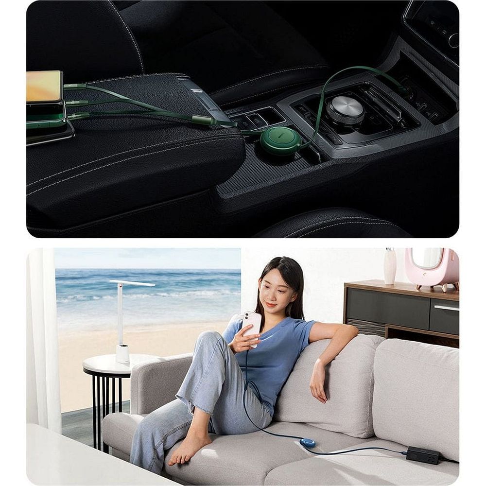 BASEUS cable 3in1 Type C to Micro USB / Lightning / Type C PD QC4.0 3,5A 100W CAMJ010206 1,1 m green