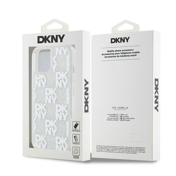 DKNY case for IPHONE 15 DKHCP15SLCPEPT (DKNY HC Liquid Glitters W/Checkered Pattern) white