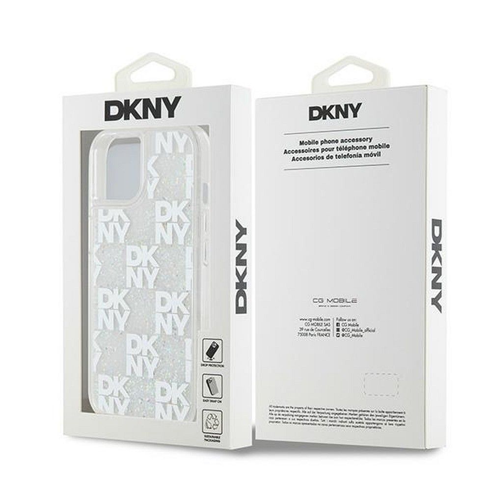 DKNY case for IPHONE 15 DKHCP15SLCPEPT (DKNY HC Liquid Glitters W/Checkered Pattern) white