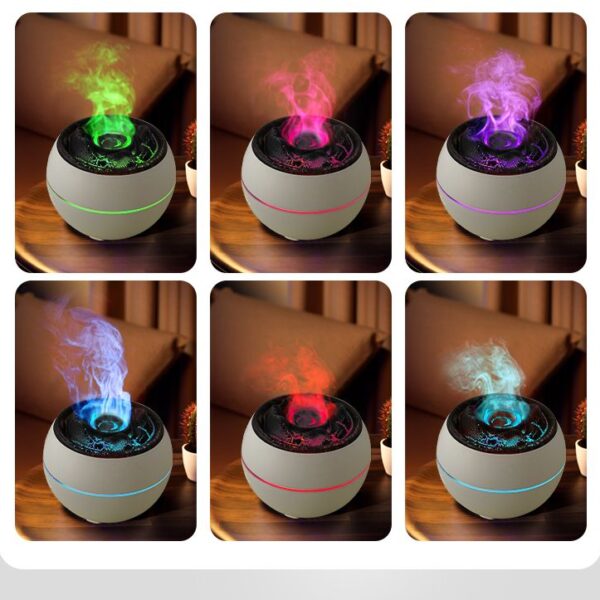 Colorful flame aromatherapy machine / humidifier / diffuser Art Deco model SSP-A13 white