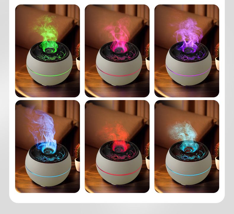 Colorful flame aromatherapy machine / humidifier / diffuser Art Deco model SSP-A13 white